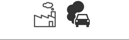 Factory and car with fume icons